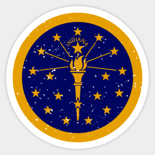Retro Indiana State Flag // Vintage Indiana Flag Grunge Emblem Sticker